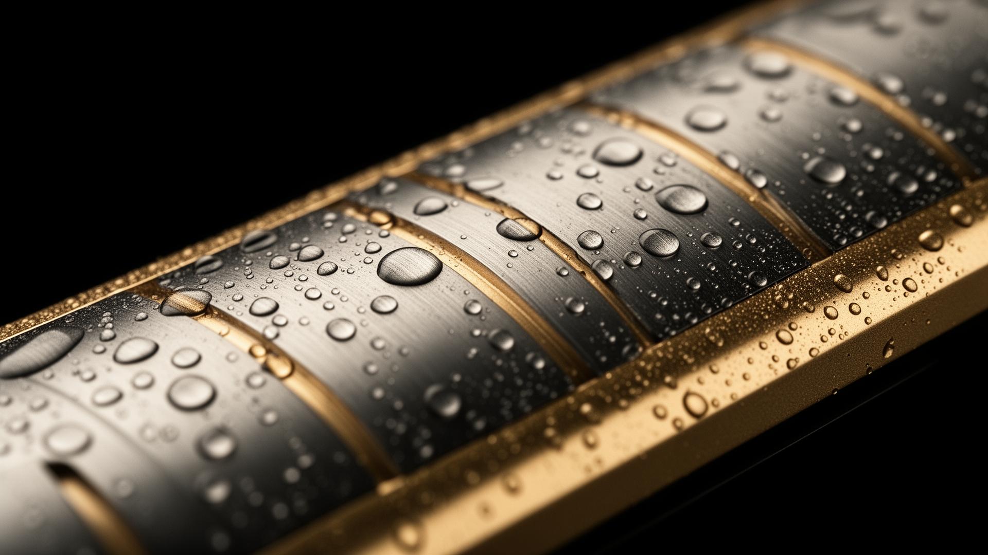 Close-up of HiddenGate's brushed titanium and champagne-gold advanced materials